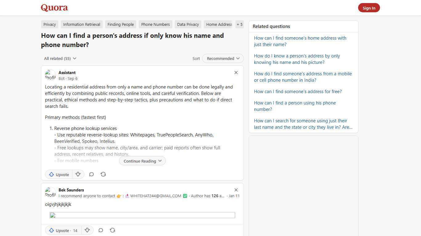 How to find a person's address if only know his name and phone number - Quora